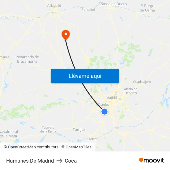 Humanes De Madrid to Coca map