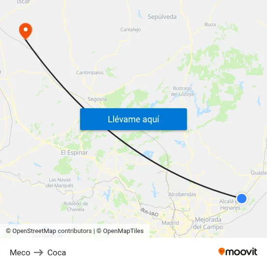 Meco to Coca map