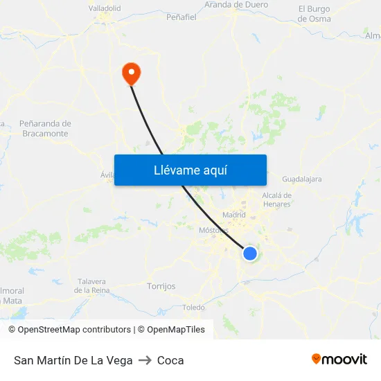 San Martín De La Vega to Coca map