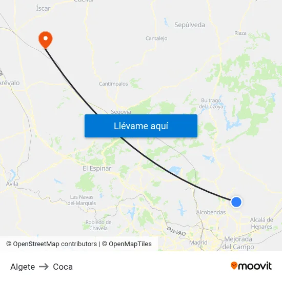 Algete to Coca map