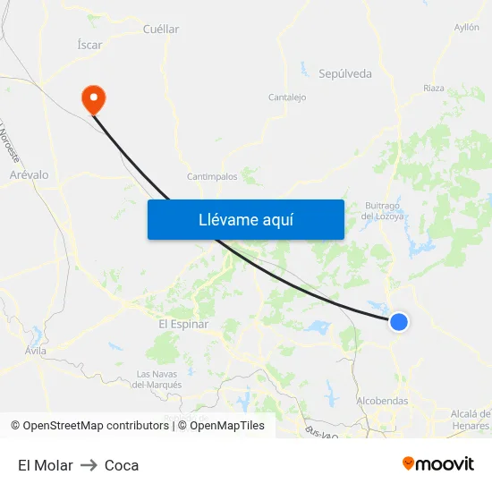 El Molar to Coca map