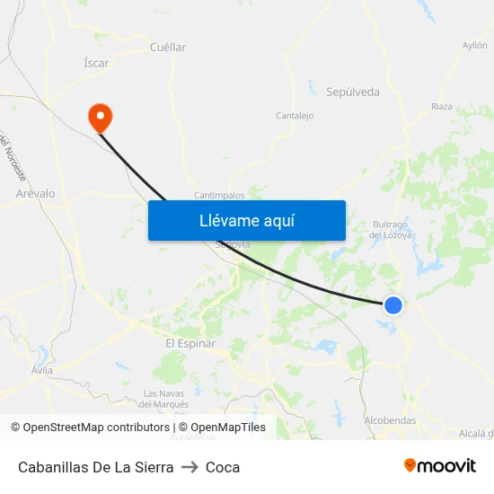Cabanillas De La Sierra to Coca map