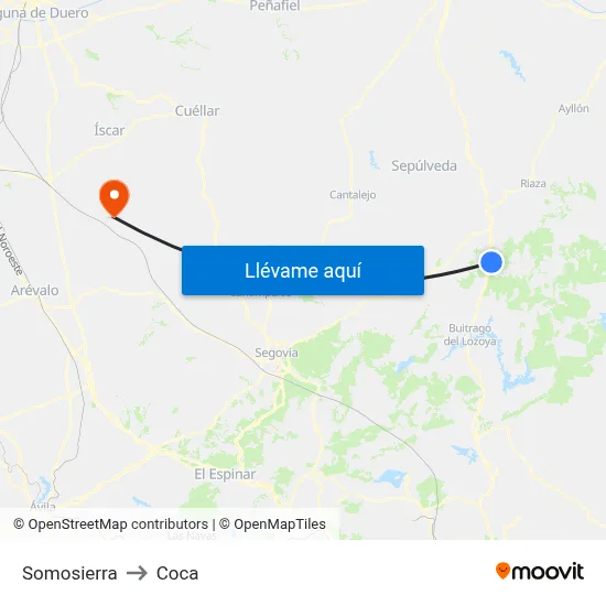 Somosierra to Coca map