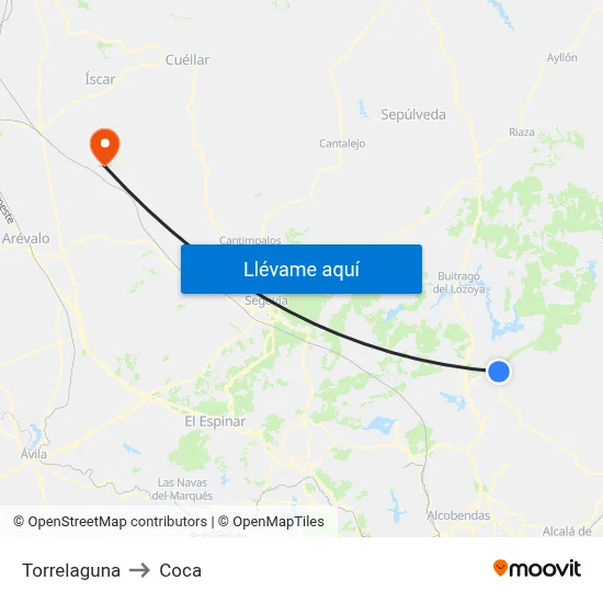 Torrelaguna to Coca map