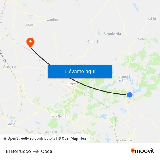 El Berrueco to Coca map