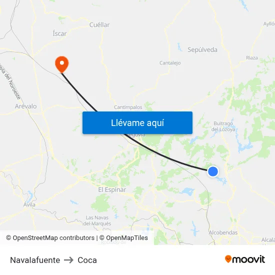 Navalafuente to Coca map
