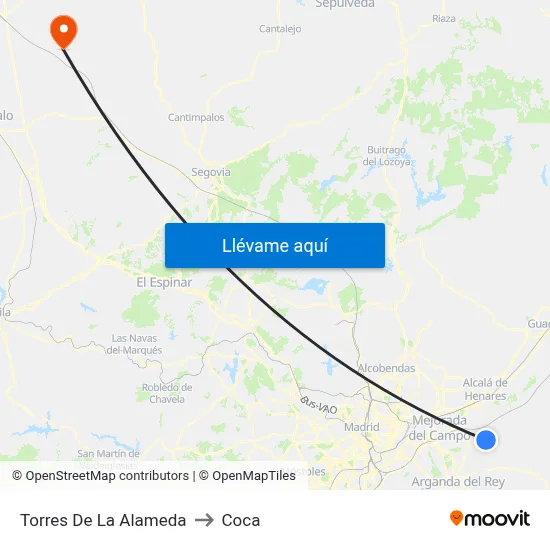 Torres De La Alameda to Coca map
