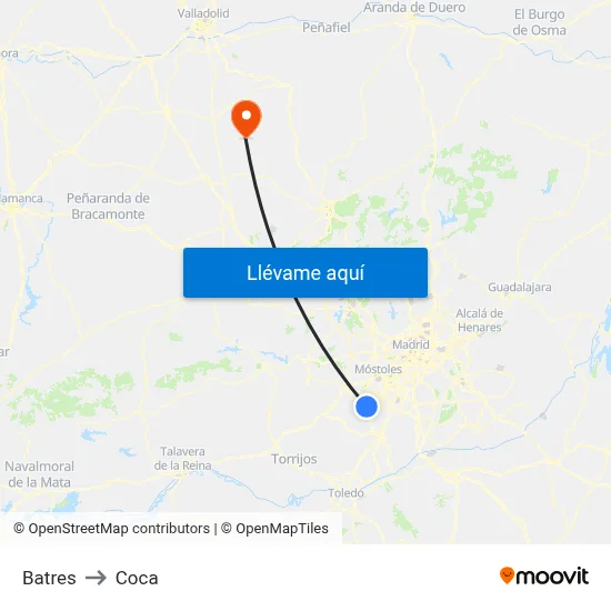 Batres to Coca map