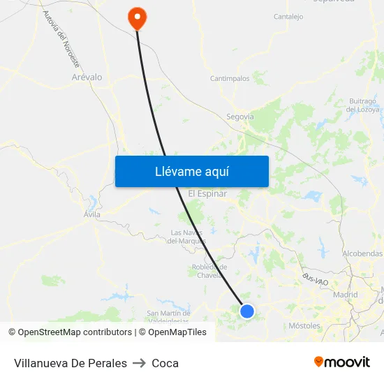 Villanueva De Perales to Coca map