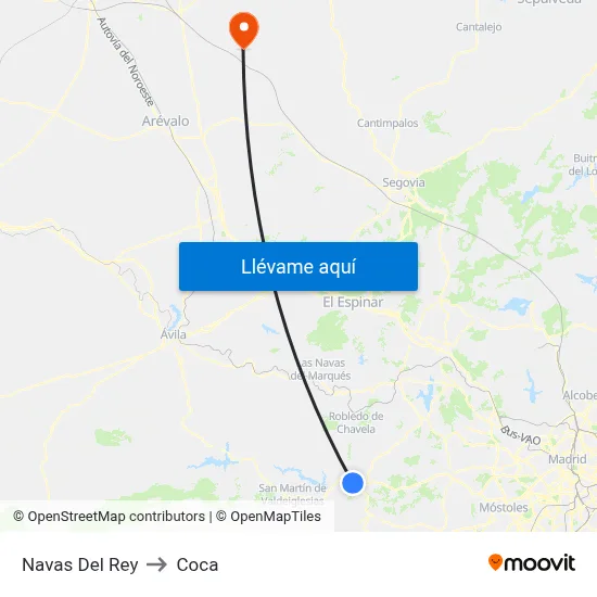 Navas Del Rey to Coca map