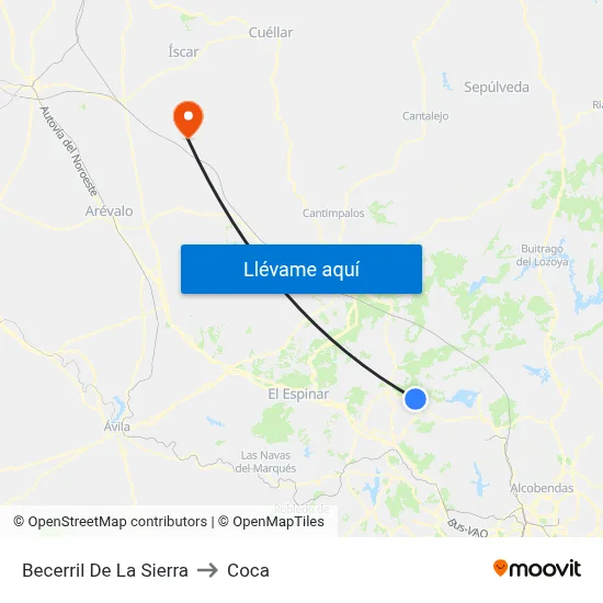 Becerril De La Sierra to Coca map