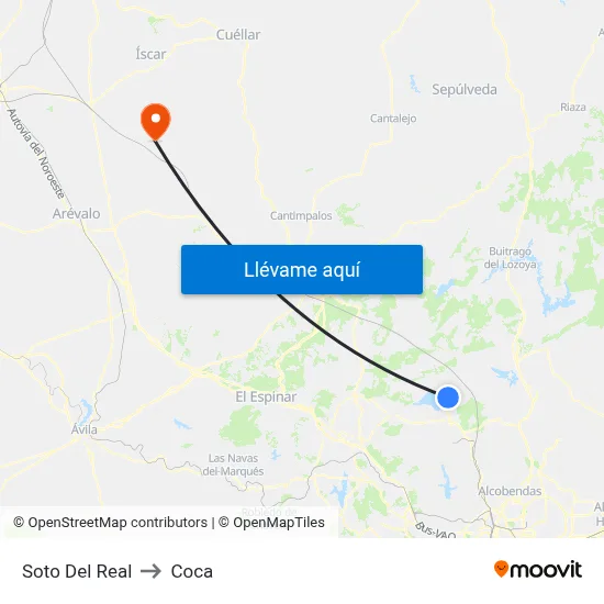 Soto Del Real to Coca map