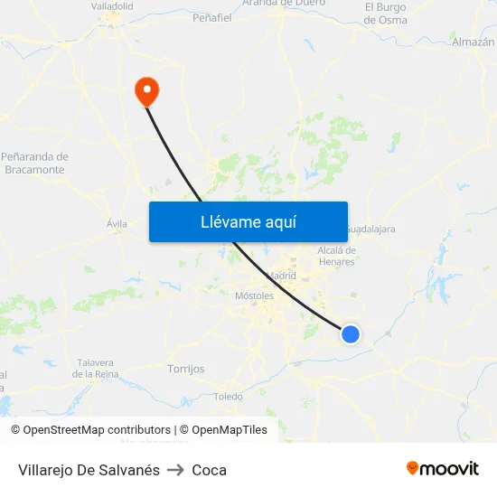 Villarejo De Salvanés to Coca map