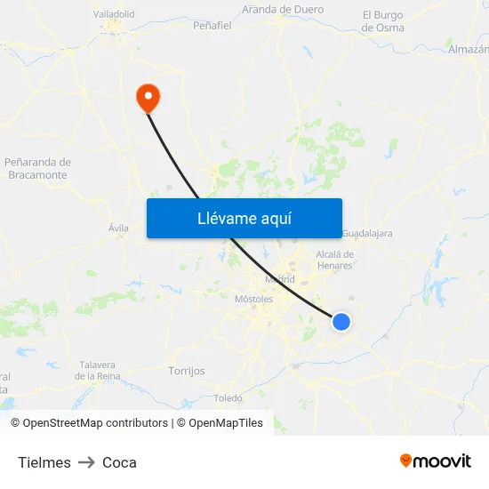 Tielmes to Coca map