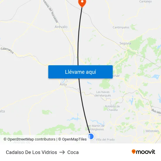 Cadalso De Los Vidrios to Coca map