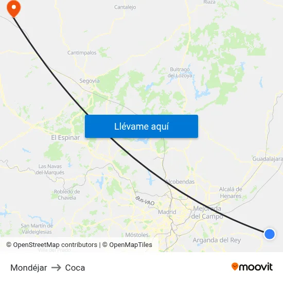 Mondéjar to Coca map