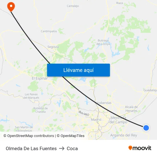 Olmeda De Las Fuentes to Coca map
