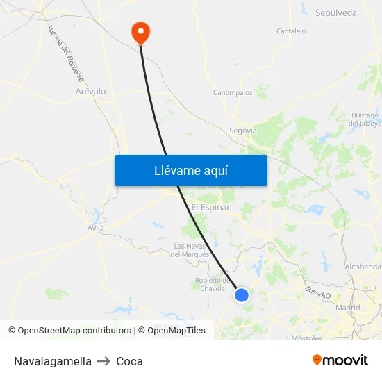Navalagamella to Coca map