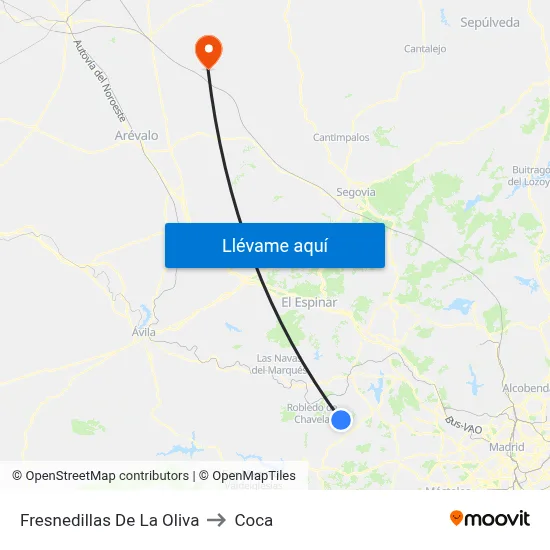 Fresnedillas De La Oliva to Coca map