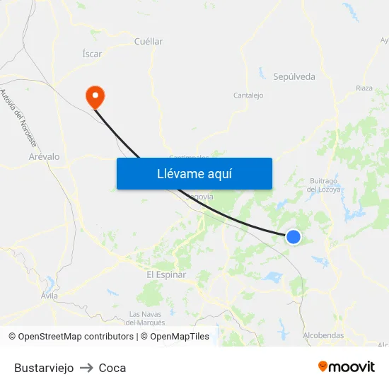 Bustarviejo to Coca map