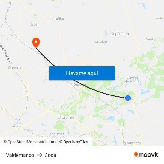 Valdemanco to Coca map