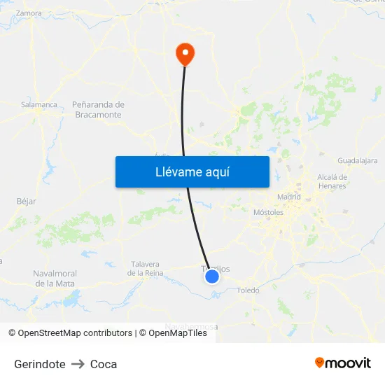 Gerindote to Coca map
