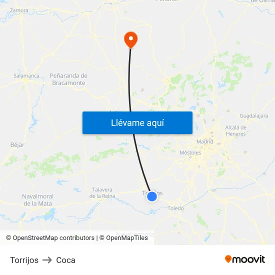 Torrijos to Coca map