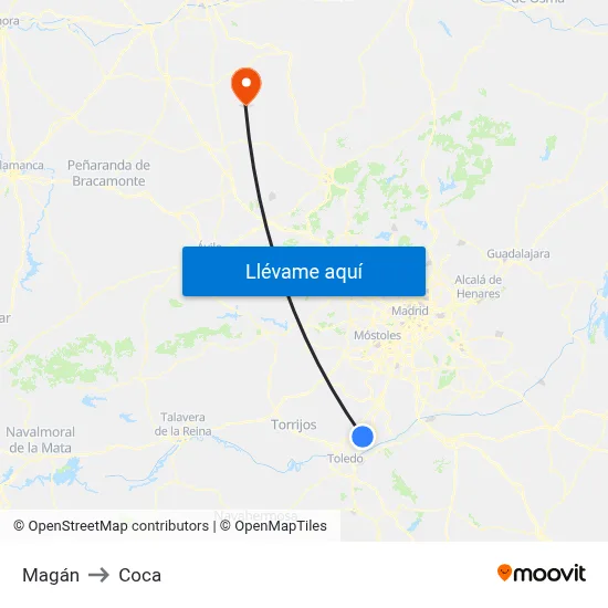 Magán to Coca map