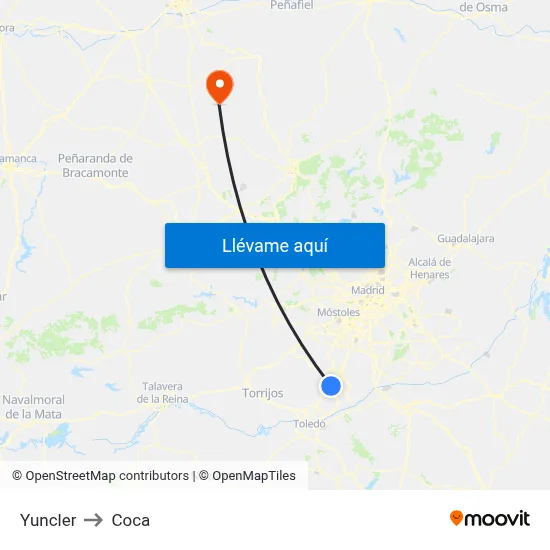 Yuncler to Coca map