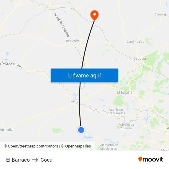 El Barraco to Coca map