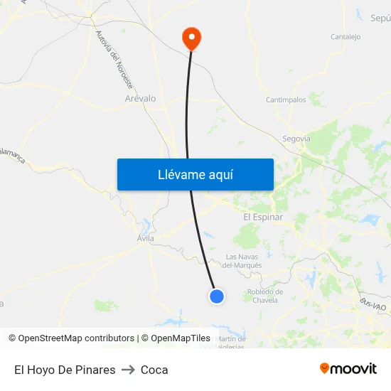 El Hoyo De Pinares to Coca map