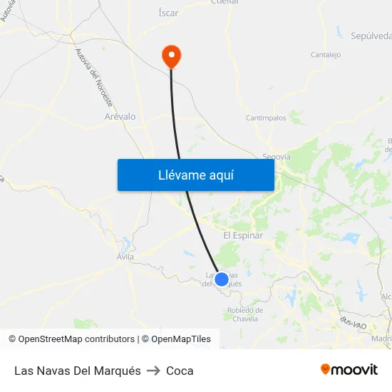 Las Navas Del Marqués to Coca map