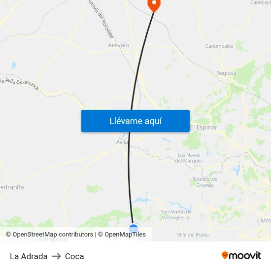 La Adrada to Coca map