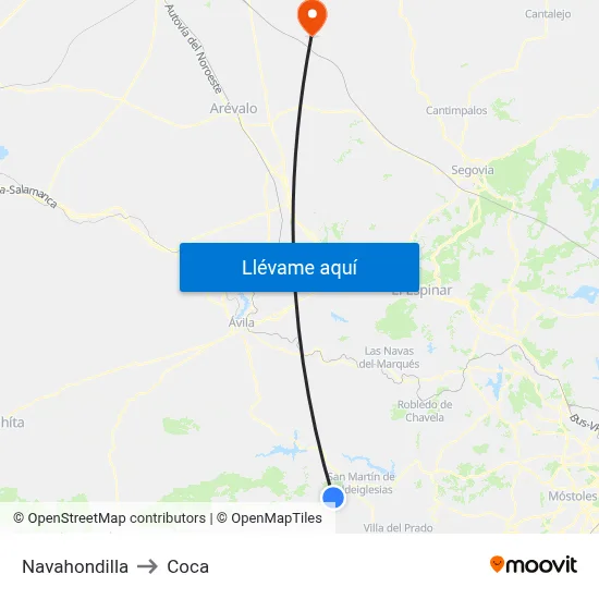 Navahondilla to Coca map