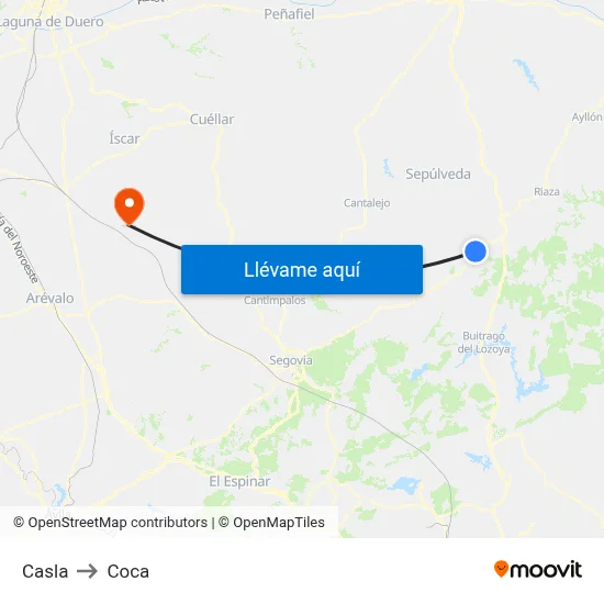 Casla to Coca map