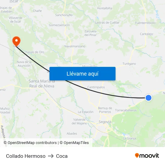 Collado Hermoso to Coca map