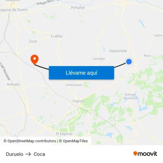 Duruelo to Coca map