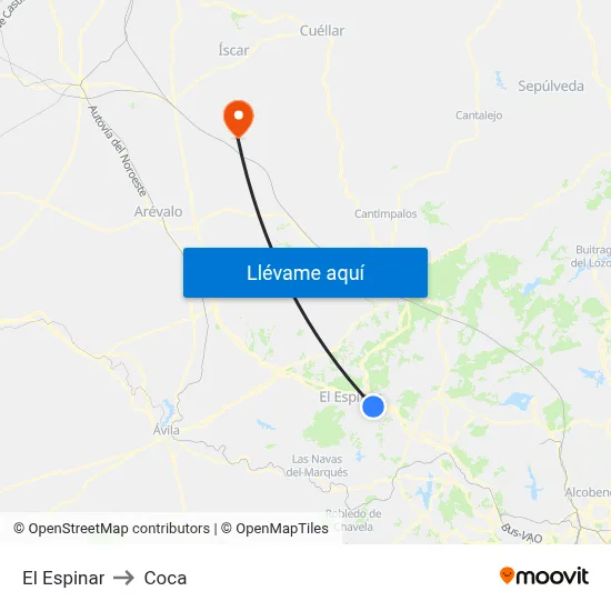 El Espinar to Coca map