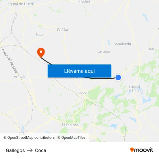 Gallegos to Coca map