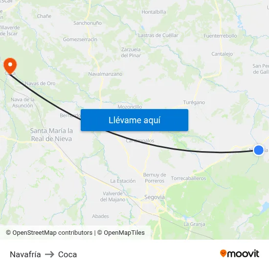 Navafría to Coca map