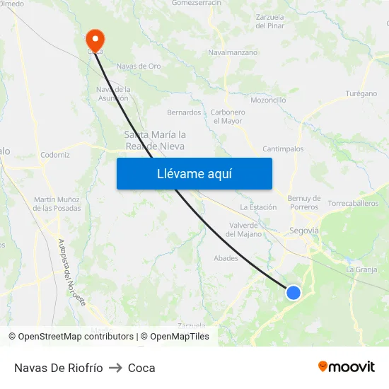 Navas De Riofrío to Coca map