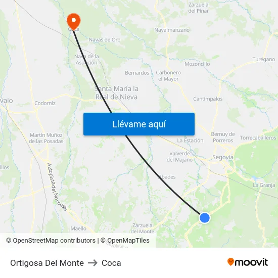Ortigosa Del Monte to Coca map