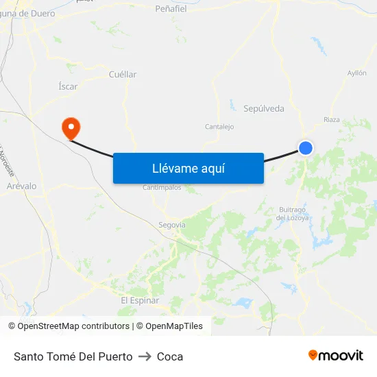 Santo Tomé Del Puerto to Coca map