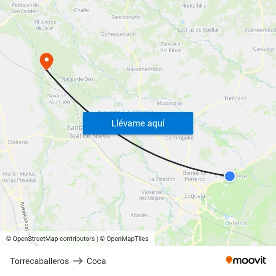 Torrecaballeros to Coca map