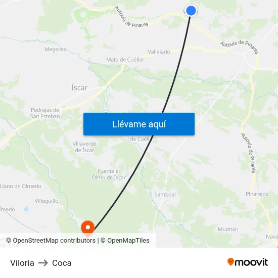 Viloria to Coca map