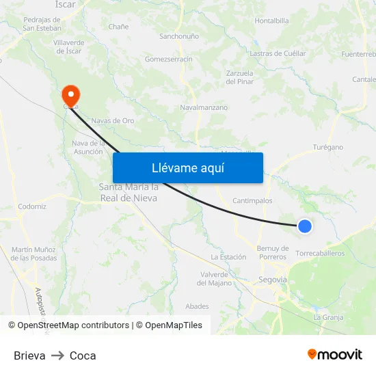 Brieva to Coca map
