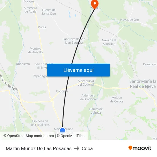 Martín Muñoz De Las Posadas to Coca map