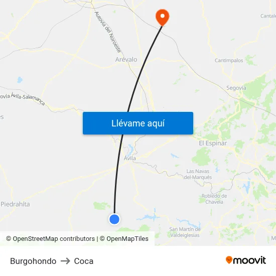 Burgohondo to Coca map