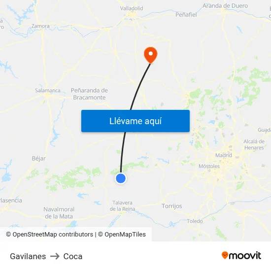Gavilanes to Coca map