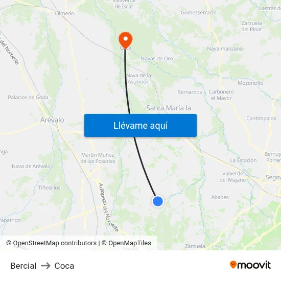 Bercial to Coca map